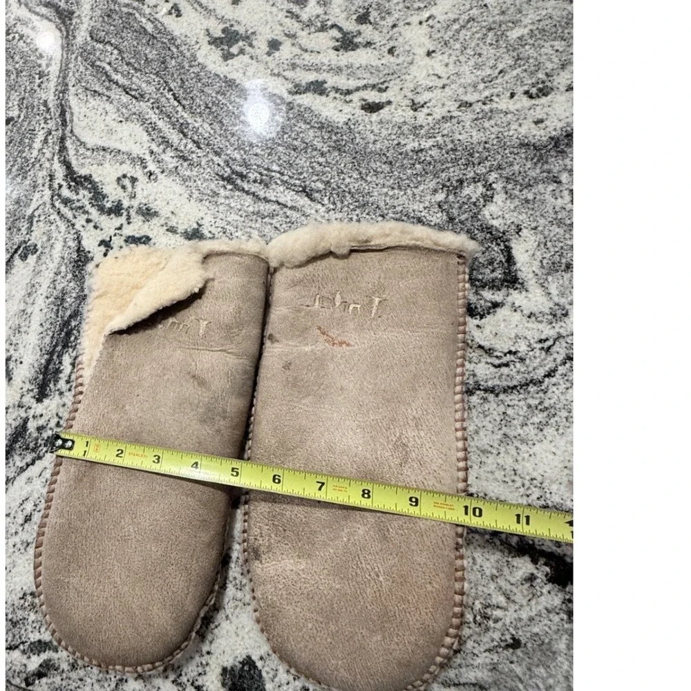 Shearling Mittens Tan Suede Sheepskin Lined Whipstitch Winter Gloves